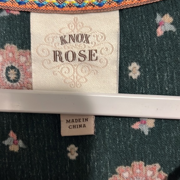 Knox Rose Women SZ S Boho Peasant Green Floral MIDI Dress - Picture 3 of 6